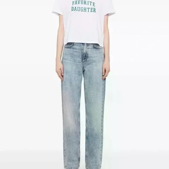 Favorite daughter Cropped Collegiate Tee in White & Juniper green size xs - Picture 5 of 5